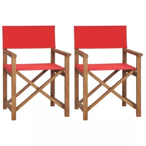 vidaXL, vidaXL Regiestühle 2 Stk. Massivholz Teak Rot, vidaXL Regiestühle 2 Stk. Massivholz Teak Rot