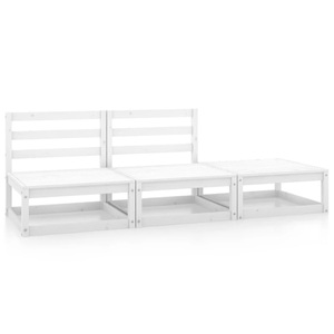 vidaXL, vidaXL 3-tlg. Garten-Lounge-Set Weiß Kiefer Massivholz, vidaXL 3-tlg. Garten-Lounge-Set Weiß Kiefer Massivholz