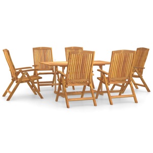 vidaXL, vidaXL 7-tlg. Garten-Essgruppe Massivholz Teak, vidaXL 7-tlg. Garten-Essgruppe Massivholz Teak