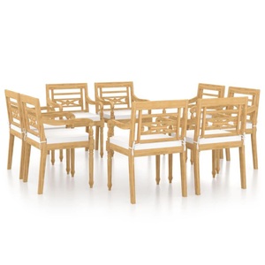 vidaXL, vidaXL Batavia-Stühle 8 Stk. mit Kissen Massivholz Teak, vidaXL Batavia-Stühle 8 Stk. mit Kissen Massivholz Teak