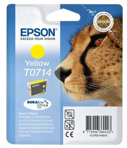 Epson, Original Tintenpatrone gelb Epson T0714, C13T071440, Epson E714y Druckerpatronen XL ye - Epson T0714 y, C13T07144010 für z.B. Epson Stylus DX 4400, Epson Stylus D 120, Epson Stylus D 78