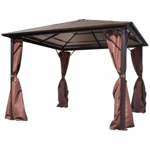vidaXL, vidaXL Pavillon mit Vorhängen Braun Aluminium 300 x 300 cm