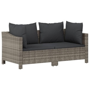 vidaXL, vidaXL 2-tlg. Garten-Lounge-Set mit Kissen Grau Poly Rattan, 