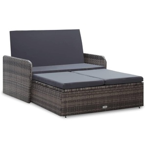 Diverse Hardware, 2-tlg. Garten-Lounge-Set mit Auflagen Poly Rattan Grau