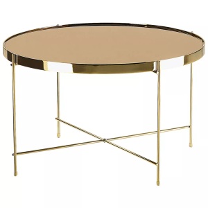 Beliani, Beistelltisch aus Sicherheitsglas Glamourös LUCEA Beistelltisch aus Sicherheitsglas Glamourös LUCEA, Beliani - Beistelltisch aus Sicherheitsglas Modern LUCEA, One Size, Camel
