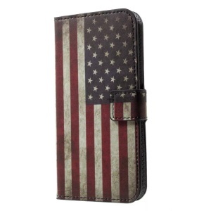 Cover-Discount, iPhone Xs / X - Leder Hülle Etui Vintage USA Amerika Flagge, Cover-Discount - iPhone Xs / X Leder Hülle, Weiss