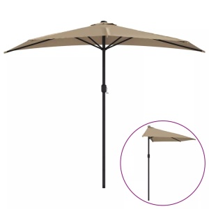 vidaXL, vidaXL Balkon-Sonnenschirm mit Alu-Mast Taupe 270×135 cm Halbrund, vidaXL Balkon-Sonnenschirm mit Alu-Mast Taupe 270x144 cm Halbrund