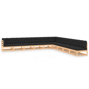 vidaXL, vidaXL 10-tlg. Garten-Lounge-Set mit Anthrazit Kissen Kiefernholz, vidaXL 10-tlg. Garten-Lounge-Set mit Kissen Massivholz Kiefer
