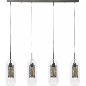 mutoni industrial, Hängelampe 4x 15x15 Glas Lochstahl Alt Silber Finish, 