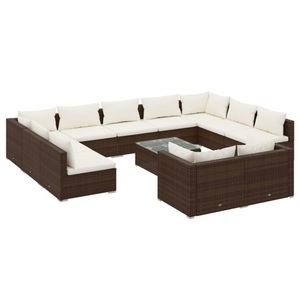 vidaXL, vidaXL 12-tlg. Garten-Lounge-Set mit Kissen Braun Poly Rattan, vidaXL 12-tlg. Garten-Lounge-Set mit Kissen Braun Poly Rattan