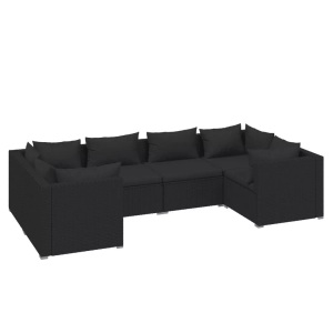 vidaXL, vidaXL 6-tlg. Garten-Lounge-Set mit Kissen Poly Rattan Schwarz