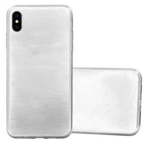 Cadorabo, Hülle für Apple iPhone XS MAX TPU Silikon im Brushed Design, Cadorabo - Hülle für Apple iPhone XS MAX TPU Silikon im Brushed Design, Silber