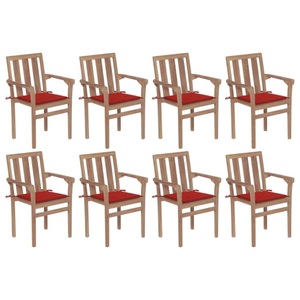 vidaXL, vidaXL Stapelbare Gartenstühle mit Kissen 8 Stk. Massivholz Teak, vidaXL Stapelbare Gartenstühle mit Kissen 8 Stk. Massivholz Teak