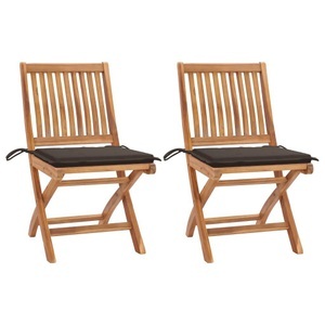 vidaXL, vidaXL Gartenstühle 2 Stk. mit Taupe Kissen Teak Massivholz