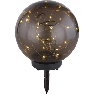 Globo, LED-Solarleuchte Kugel rauchfarben, Ø 20 cm, Globo Solarleuchte , 33806 , Grau , Kunststoff , 30 cm , 004558674901