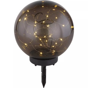 Globo, LED-Solarleuchte Kugel rauchfarben, Ø 20 cm, Globo Solarleuchte , 33806 , Grau , Kunststoff , 30 cm , 004558674901