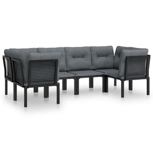 vidaXL, vidaXL 6-tlg. Garten-Lounge-Set Schwarz und Grau Poly Rattan