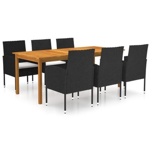 vidaXL, vidaXL 7-tlg. Garten-Essgruppe Schwarz, vidaXL 7-tlg. Garten-Essgruppe Schwarz