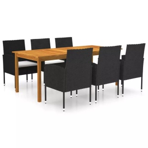 vidaXL, vidaXL 7-tlg. Garten-Essgruppe Schwarz