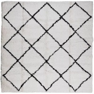 vidaXL, vidaXL Teppich Shaggy Hochflor Modern Creme und Schwarz 160x160 cm