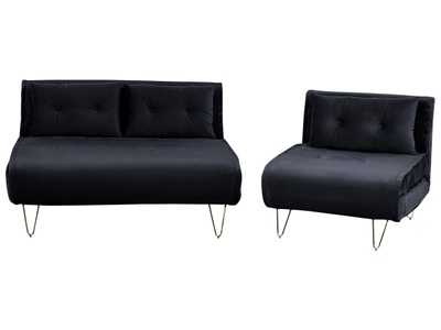Beliani, Wohnzimmer Set aus Samtstoff Glamourös VESTFOLD Wohnzimmer Set aus Samtstoff Glamourös VESTFOLD, Beliani - Wohnzimmer Set aus Samtstoff Glamourös VESTFOLD, One Size, Schwarz
