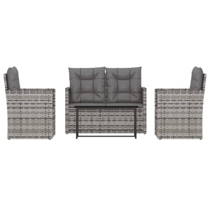 vidaXL, vidaXL 4-tlg. Garten-Lounge-Set mit Kissen Poly Rattan Grau