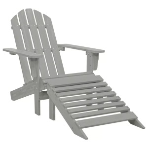 vidaXL, vidaXL Gartensessel mit Fußstütze Holz Grau, vidaXL Gartensessel mit Fußstütze Holz Grau
