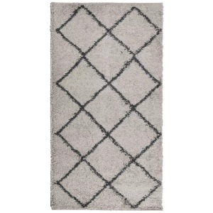 vidaXL, vidaXL Teppich Shaggy Hochflor Modern Beige und Anthrazit 60x110 cm