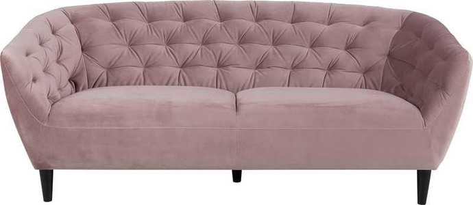 Actona, Actona - 3-Sitzer Sofa Ria - Rosa und Schwarz, Ambia Home Chesterfield-sofa in samt rosa , Ria , Textil , Kautschukholz , massiv , 191x78x84 cm , lackiert,Samt,Echtholz , 001749019301