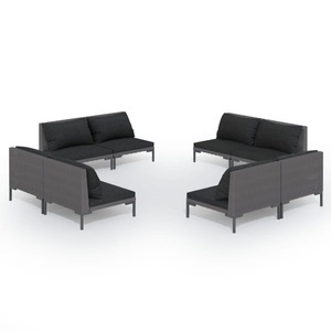 vidaXL, vidaXL 8-tlg. Garten-Lounge-Set mit Kissen Poly Rattan Dunkelgrau, 