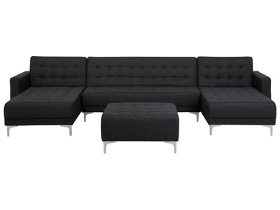 Beliani, Beliani Schlafsofa U-förmig Polsterbezug graphitgrau mit Ottomane ABERDEEN, 