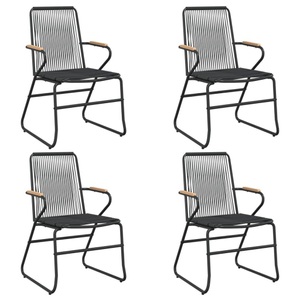 vidaXL, vidaXL Gartenstühle 4 Stk. Schwarz 58x59x85,5 cm PVC Rattan, vidaXL Gartenstühle 4 Stk. Schwarz 58x59x85,5 cm PVC Rattan