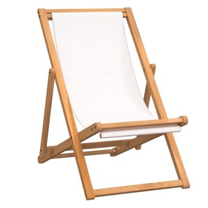 vidaXL, vidaXL Liegestuhl Teak 56×105×96 cm Creme, vidaXL Liegestuhl Teak 56x105x96 cm Creme