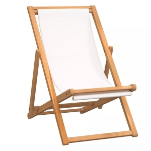 vidaXL, vidaXL Liegestuhl Teak 56×105×96 cm Creme, vidaXL Liegestuhl Teak 56x105x96 cm Creme