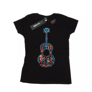 Disney, Coco Guitar Pattern Tshirt Damen Schwarz XL