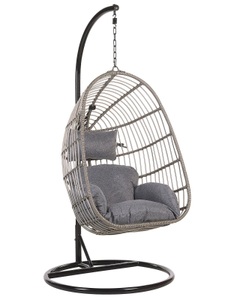Beliani, Beliani CASOLI Hängesessel, Beliani - Hängesessel mit Gestell aus PE Rattan Retro CASOLI, One Size, Taubengrau