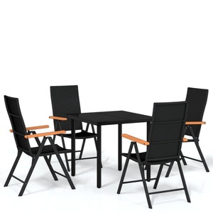 vidaXL, vidaXL 5-tlg. Garten-Essgruppe Schwarz, 