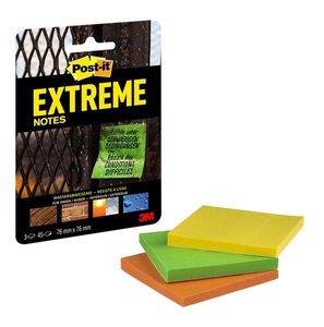 POST-IT, Post-it Haftnotiz EXT33M-3-FRGE 76 mm x 76 mm Grün, Gelb, Orange 135 Blatt, 3M Post-it Extreme Notes, 76mm x 76mm, 3 Farben, EXT33M-3-FRG, (3 x 45 Blatt)