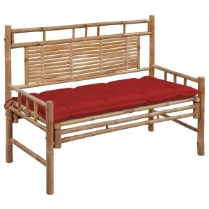 vidaXL, vidaXL Gartenbank mit Auflage 120 cm Bambus, vidaXL Gartenbank mit Auflage 120 cm Bambus