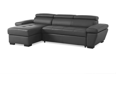 Vente-unique, Ecksofa Leder mit Schlaffunktion Ecke Links JONOVA Ecksofa Leder mit Schlaffunktion Ecke Links JONOVA, Vente-unique - Ecksofa Leder mit Schlaffunktion Ecke Links JONOVA, One Size, Anthrazit