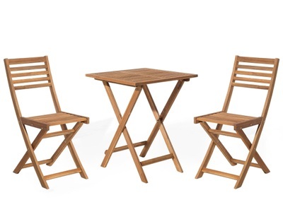Beliani, Beliani FIJI Bistro-Set, Beliani - Bistro Set aus Akazienholz Klassisch FIJI, One Size, Light Beige