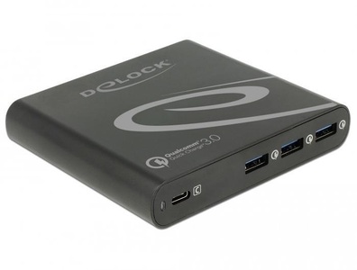 Delock, USB Ladegerät 1 x USB Type-C PD 85 W + 3 x USB Typ-A Qualcomm Quick Charge 3.0, Delock USB-Wandladegerät 41431 USB-Typ-C + QC 3.0