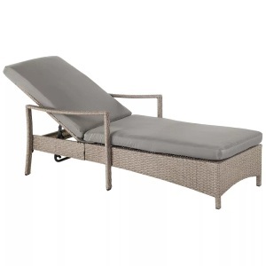 Beliani, Gartenliege Rattan grau Auflage grau VAS, Beliani - Liege aus PE Rattan Klassisch VASTO, One Size, Taupe