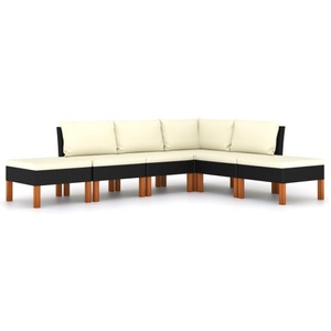 vidaXL, vidaXL 6-tlg. Garten-Lounge-Set mit Kissen Poly Rattan Schwarz
