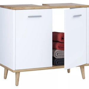 VCM, Badmöbel Badunterschrank Waschbeckenunterschrank Badezimmer Schublade Landos Badmöbel Badunterschrank Waschbeckenunterschrank Badezimmer Schublade Landos, MID.YOU Waschbeckenunterschrank 60/56/28 cm , Landos , Weiss, Honigeiche , Kunststoff , 60x56x28 cm , melaminharzbeschichtet,melaminharzbeschichtet,Nachbildung,Nachbildung , stehend , 000657025301