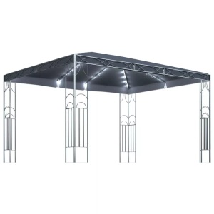 vidaXL, vidaXL Pavillon mit LED-Lichterkette 400x300 cm Anthrazit, vidaXL Pavillon mit LED-Lichterkette 400x300 cm Anthrazit