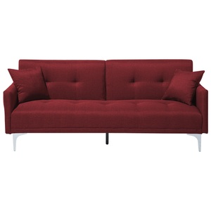 Beliani, Schlafcouch aus Polyester Modern LUCAN Schlafcouch aus Polyester Modern LUCAN, Beliani - Schlafsofa aus Polyester Retro LUCAN, One Size, Bordeaux