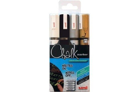 uni-ball, UNI-BALL Chalk Marker 1.8-2.5mm PWE5M.4C-5 4 Farben 4 Stück, uni-ball Chalk Marker, 1.8-2.5mm, PWE5M.4C-5, (4 Farben)