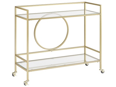Beliani, Beliani Servierwagen Metall / Glas gold 2 Etagen KERRY, Beliani Servierwagen Metall / Glas gold 2 Etagen KERRY