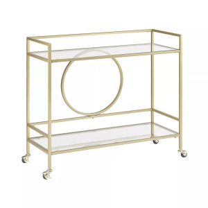 Beliani, Beliani Servierwagen Metall / Glas gold 2 Etagen KERRY, Beliani Servierwagen Metall / Glas gold 2 Etagen KERRY